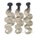 Estensione dei capelli vergini Oonda del corpo brasiliano Ombre 1b/Grey Human Hair Extention